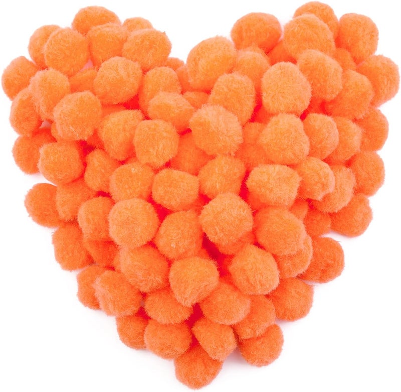 MORFEN 150 Pieces Pom Poms, 1 Inch Orange Craft Pom Poms, Fuzzy Pompom Puff Balls, Small Pom Pom Balls for Party Home Decorations, DIY Arts, Crafts Projects for Family - Image 1